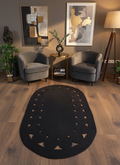 JÜT-RV455 Elde Dokuma Doğal Jüt Hasır Halı