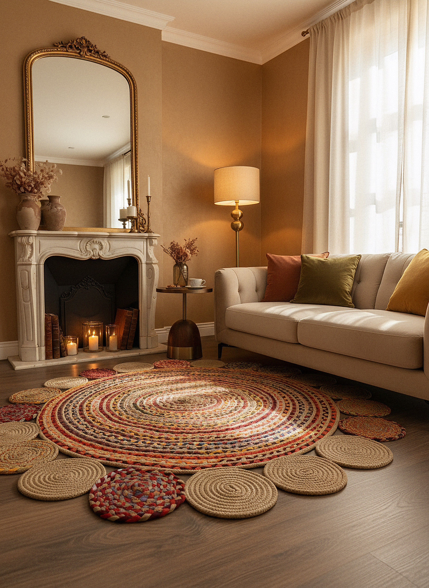 JÜT-RV438 Elde Dokuma Doğal Jüt Hasır Halı