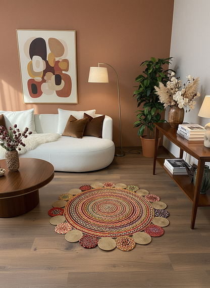 JÜT-RV438 Elde Dokuma Doğal Jüt Hasır Halı