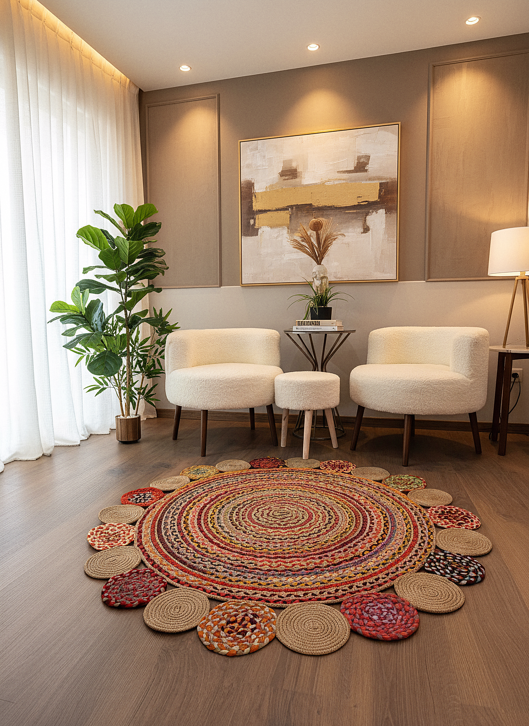 JÜT-RV438 Elde Dokuma Doğal Jüt Hasır Halı