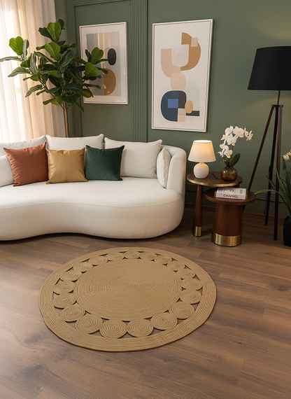 JÜT-RV424 Elde Dokuma Doğal Jüt Hasır Halı