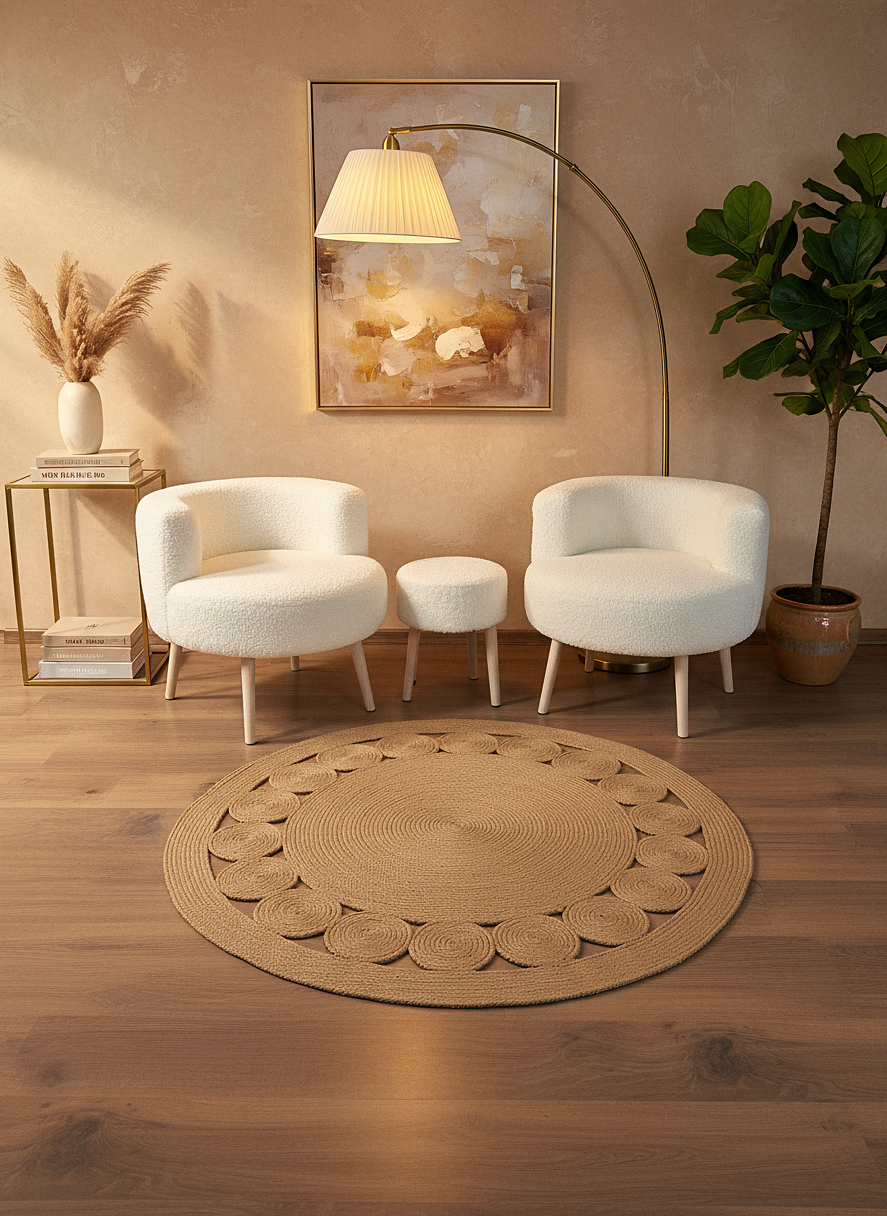 JÜT-RV424 Elde Dokuma Doğal Jüt Hasır Halı