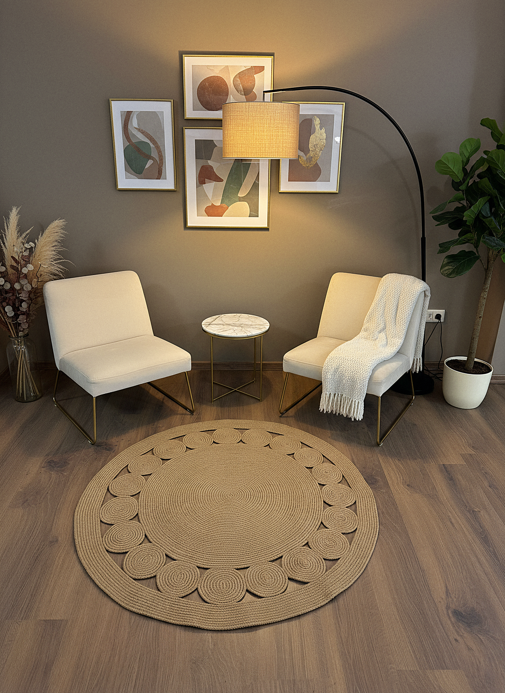 JÜT-RV424 Elde Dokuma Doğal Jüt Hasır Halı