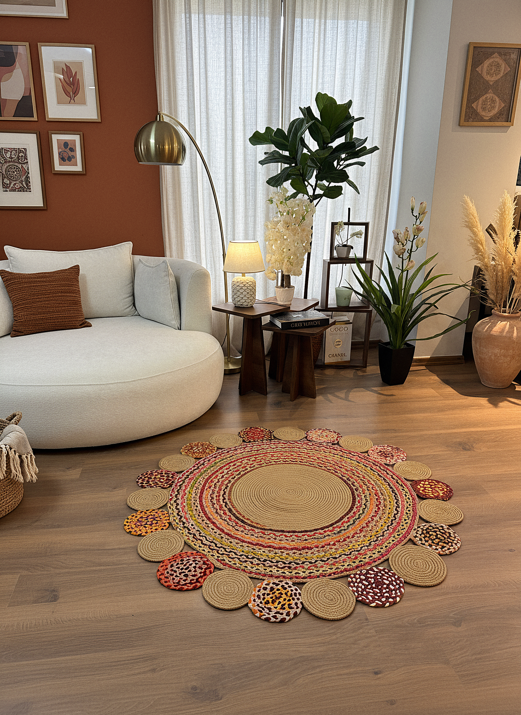 JÜT-RV416 Elde Dokuma Doğal Jüt Hasır Halı