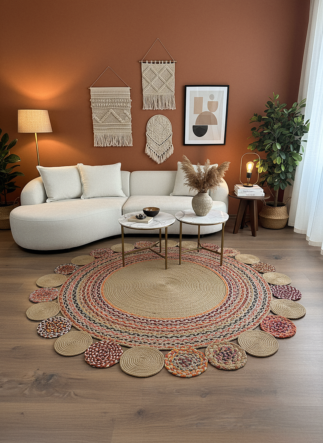 JÜT-RV416 Elde Dokuma Doğal Jüt Hasır Halı