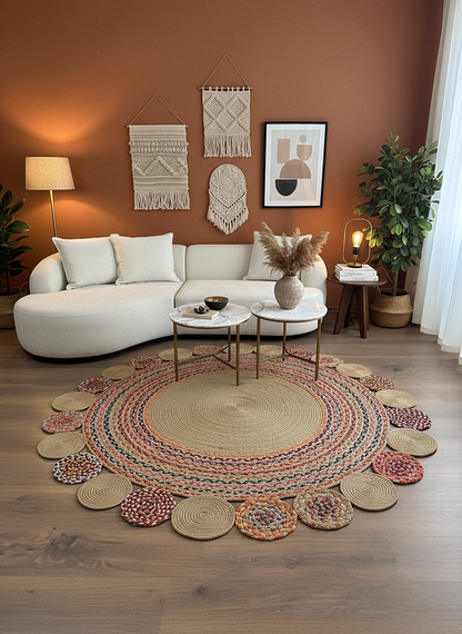 JÜT-RV416 Elde Dokuma Doğal Jüt Hasır Halı