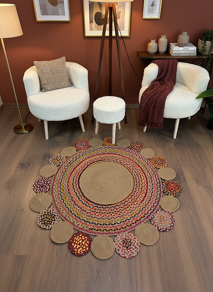 JÜT-RV416 Elde Dokuma Doğal Jüt Hasır Halı