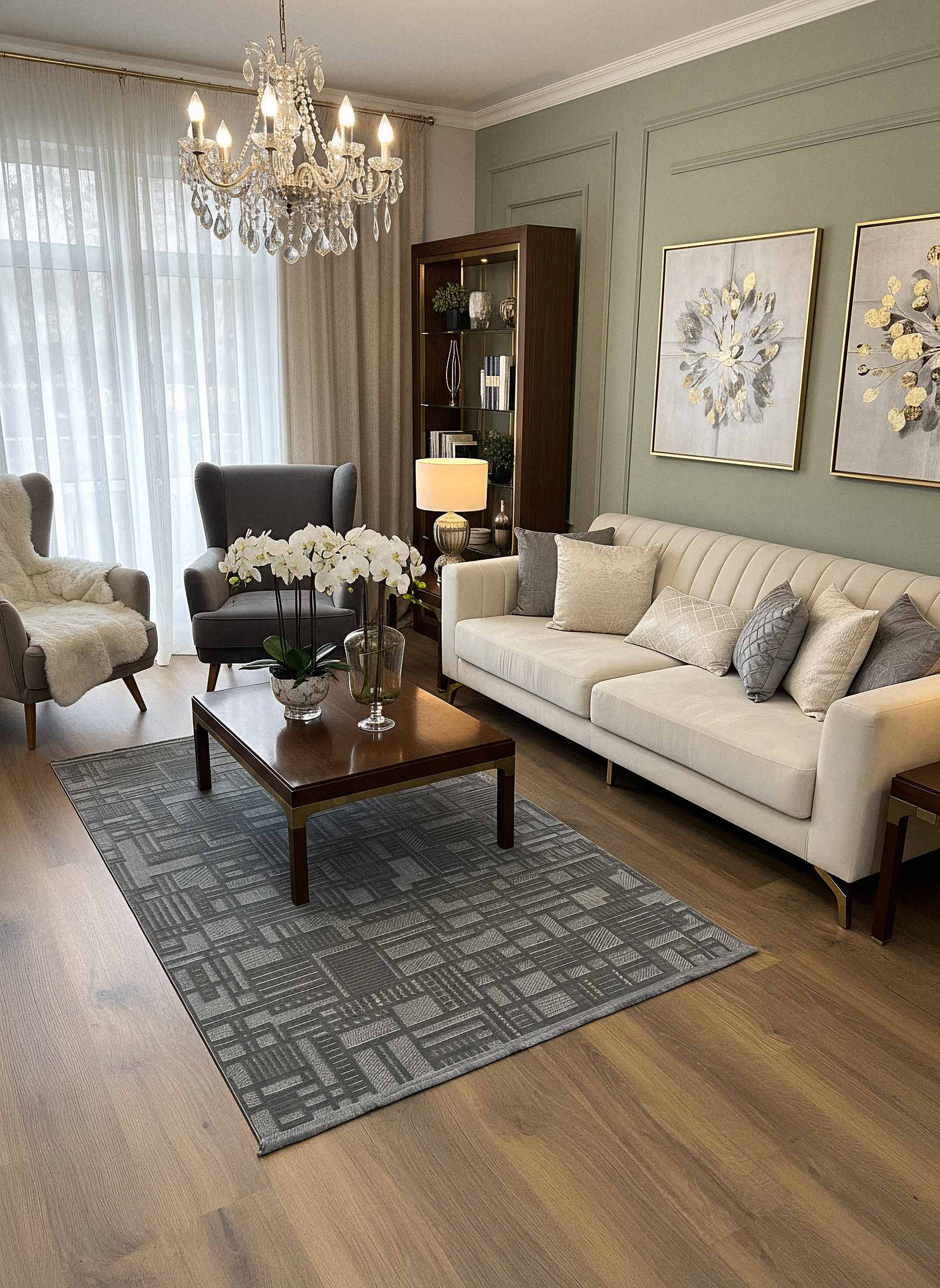 MYRA KOYU GRİ Geometrik Desenli Modern Salon Mutfak Koridor Balkon Halısı