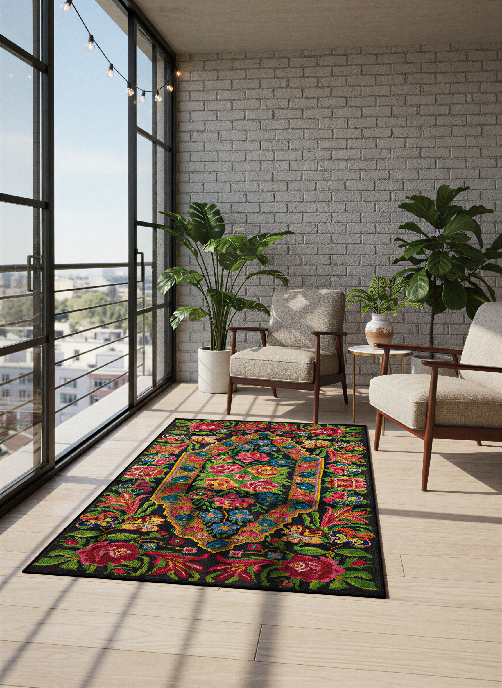 Arte HD018 Çiçek Desenli Dekoratif Dokuma Halı