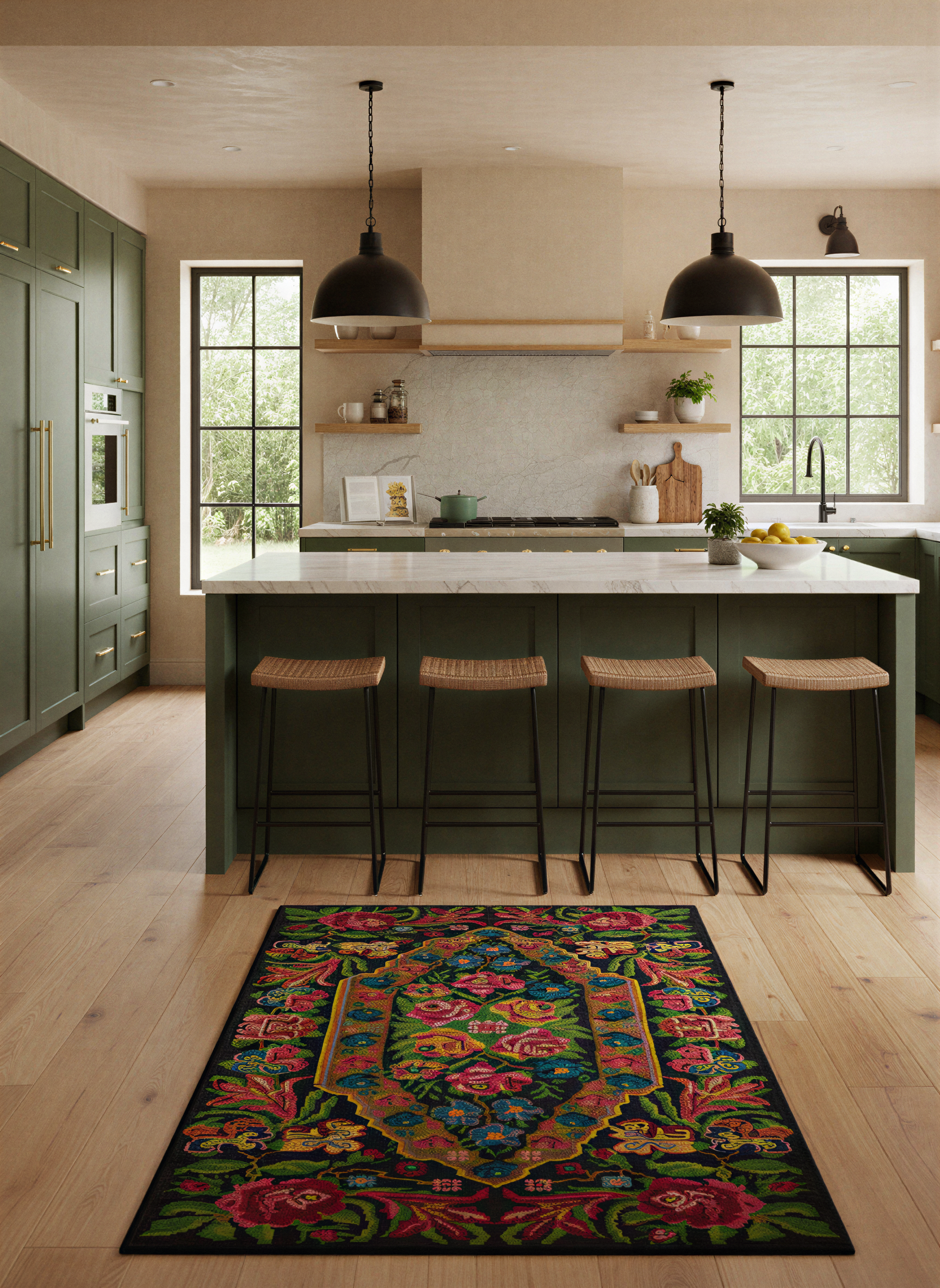 Arte HD018 Çiçek Desenli Dekoratif Dokuma Halı