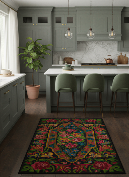 Arte HD018 Çiçek Desenli Dekoratif Dokuma Halı