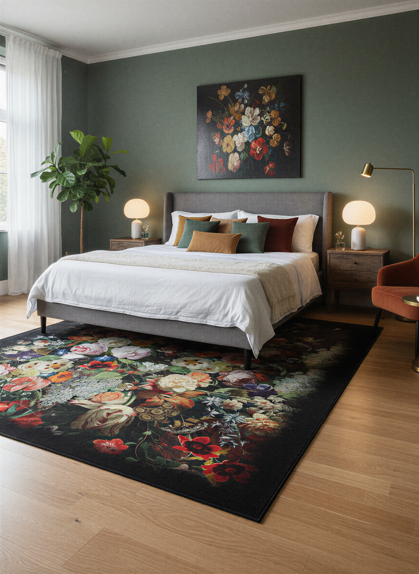 Arte HD017 Çiçek Desenli Dekoratif Dokuma Halı