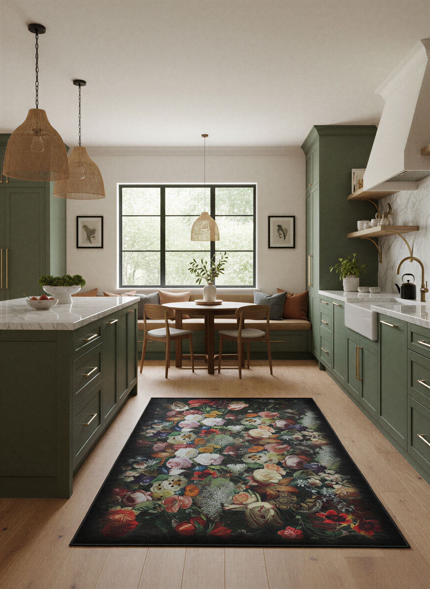 Arte HD017 Çiçek Desenli Dekoratif Dokuma Halı