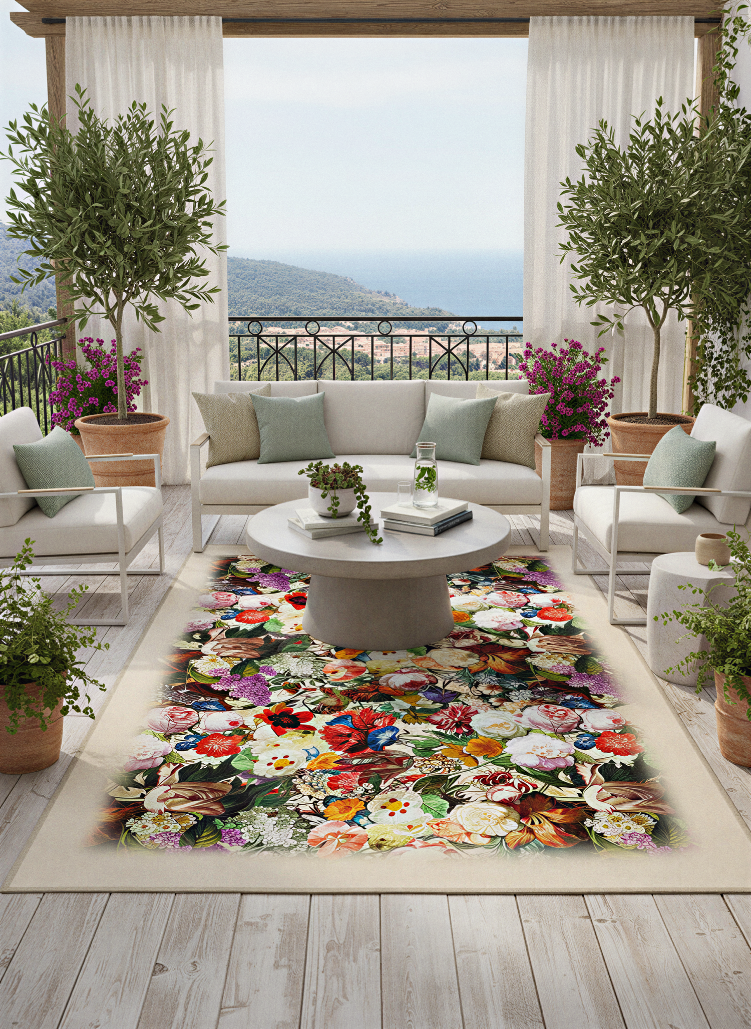 Arte HD016 Çiçek Desenli Dekoratif Dokuma Halı