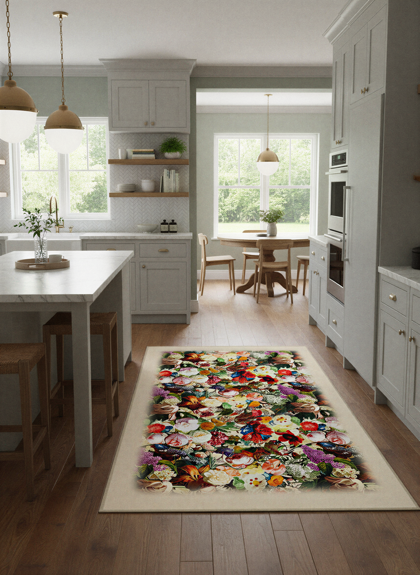 Arte HD016 Çiçek Desenli Dekoratif Dokuma Halı