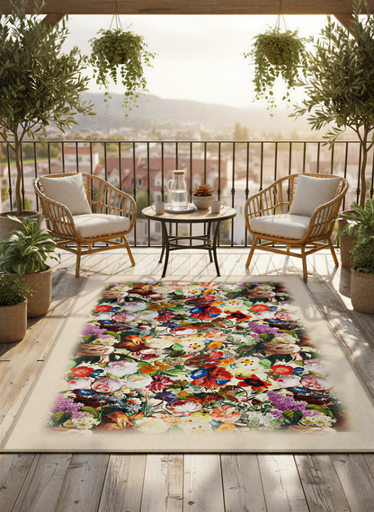 Arte HD016 Çiçek Desenli Dekoratif Dokuma Halı