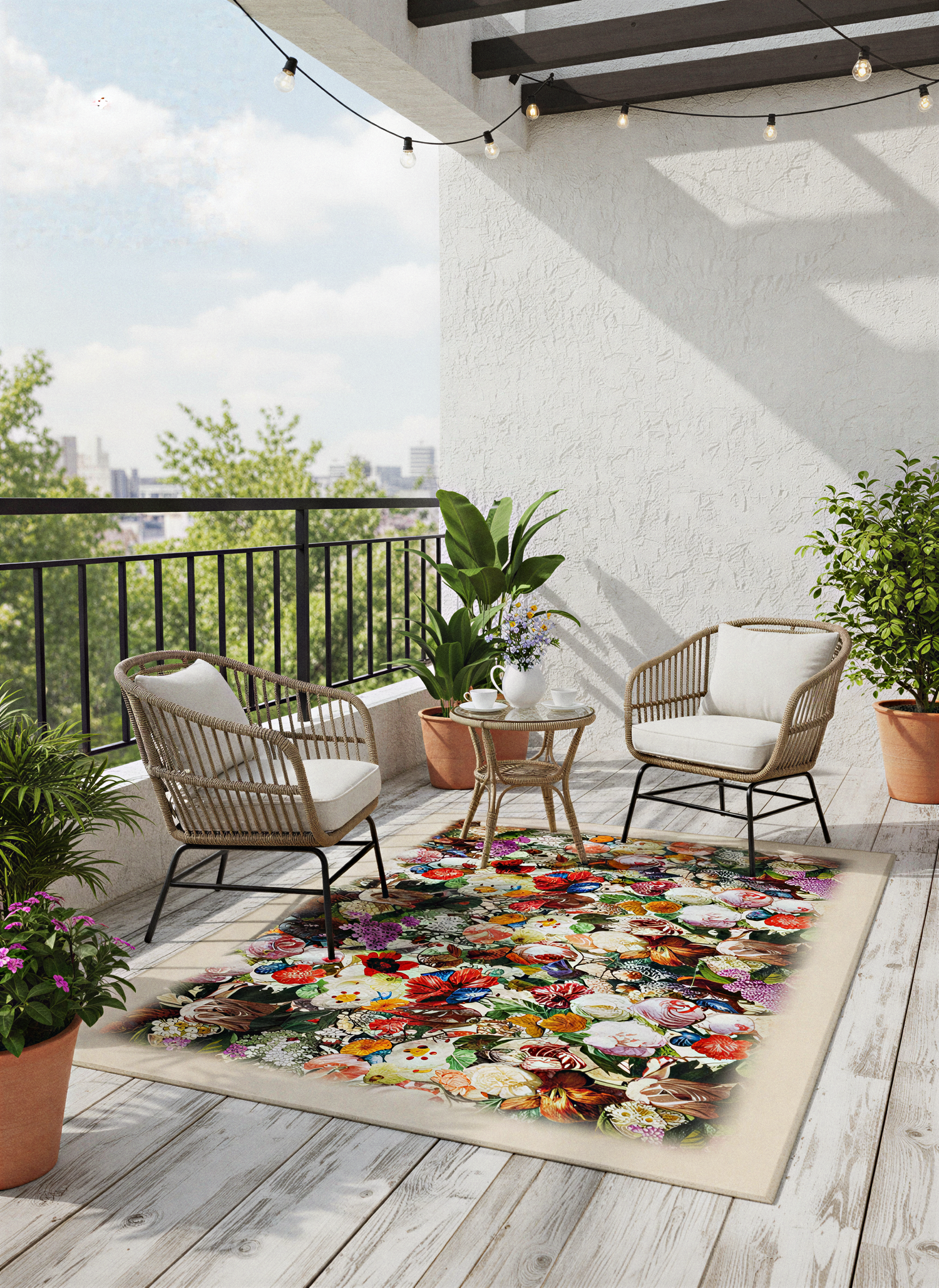 Arte HD016 Çiçek Desenli Dekoratif Dokuma Halı