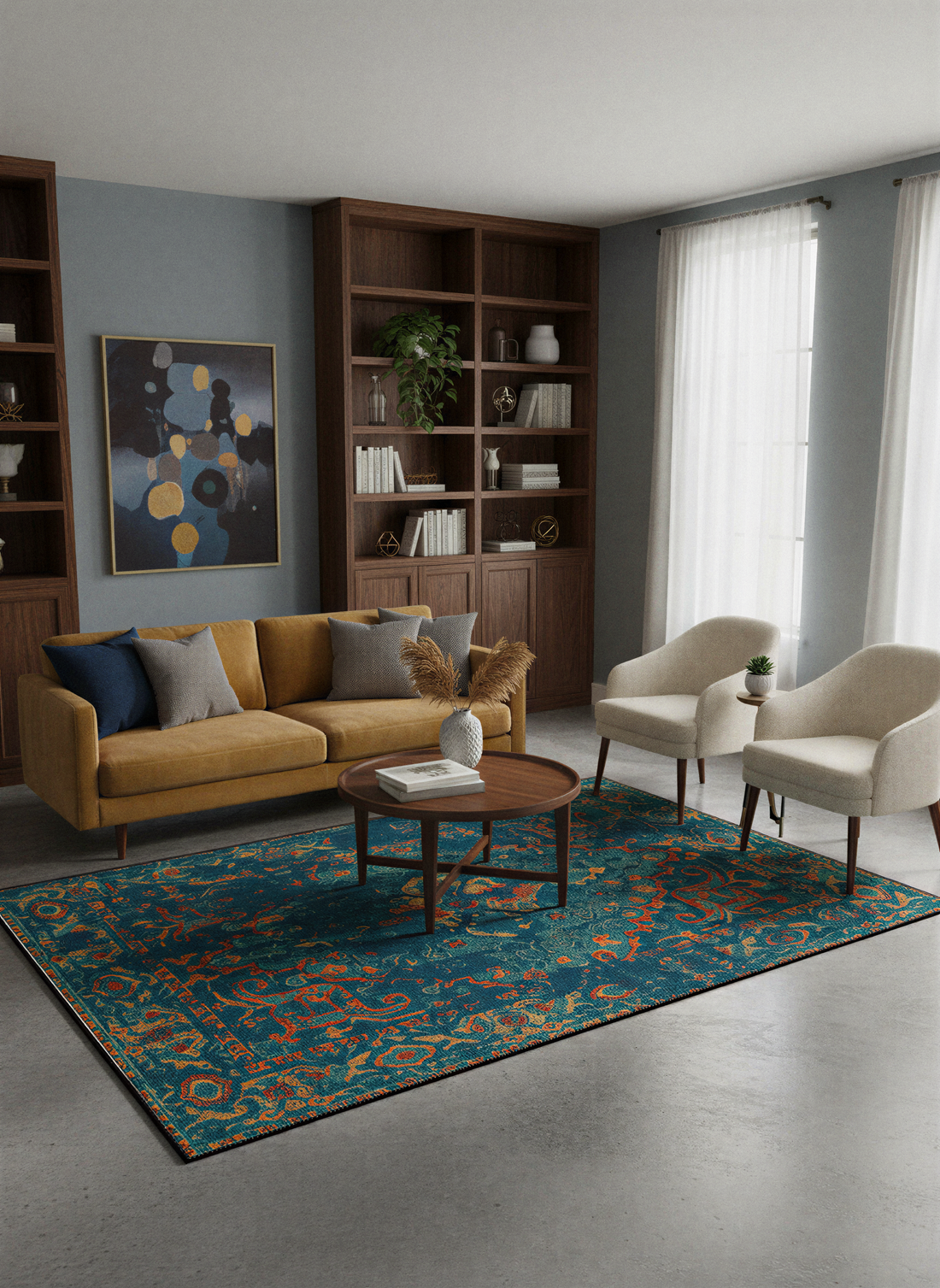 Arte HD014 Klasik Vintage Dekoratif Dokuma Şönil Halı