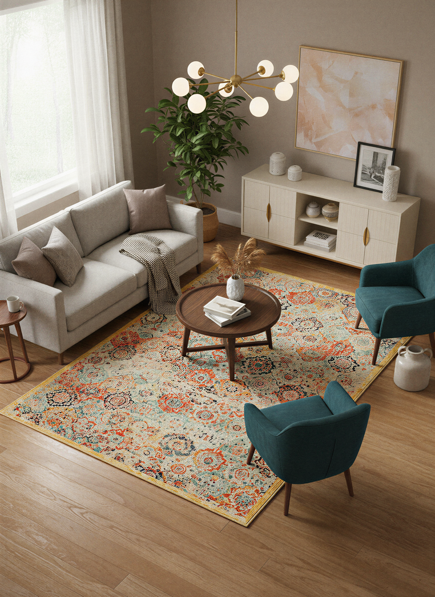 Arte HD013 Antik Figürlü Dekoratif Dokuma Şönil Halı