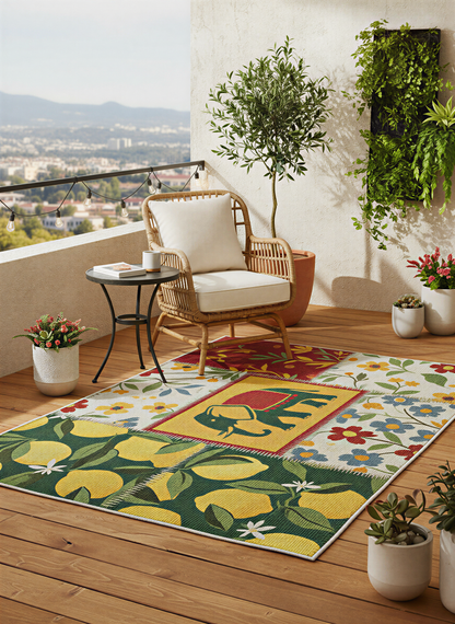 Arte HD012 Fil ve Çiçek Desenli Modern Dekoratif Dokuma Şönil Halı