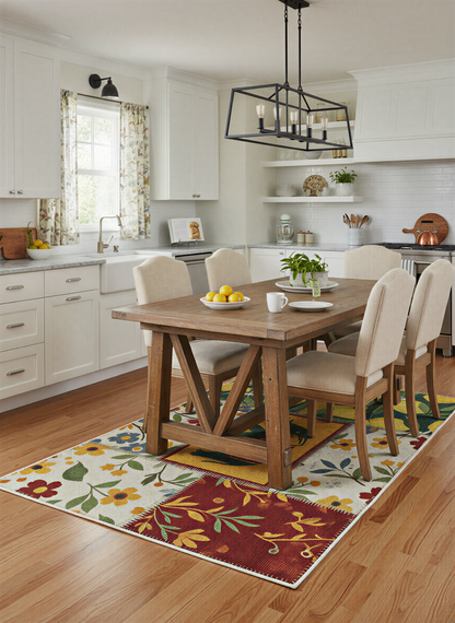 Arte HD012 Fil ve Çiçek Desenli Modern Dekoratif Dokuma Şönil Halı