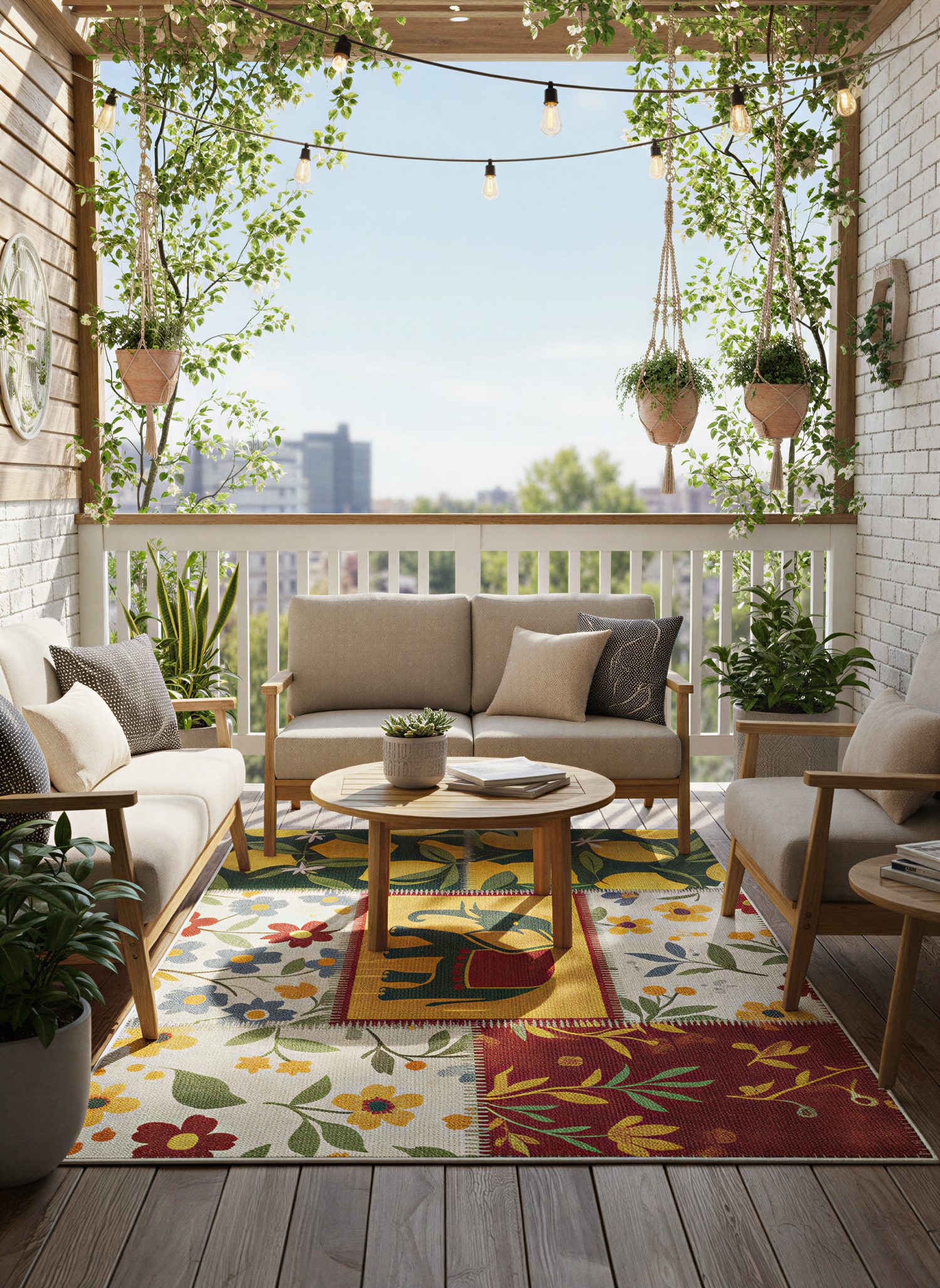 Arte HD012 Fil ve Çiçek Desenli Modern Dekoratif Dokuma Şönil Halı