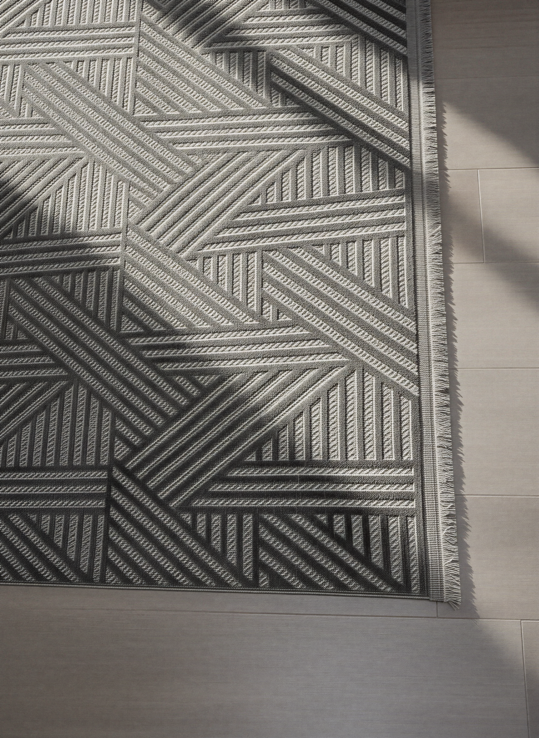 MYRA 476 Antrasit Geometrik Desenli Modern Salon Mutfak Koridor Balkon Halısı