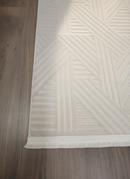 MYRA 476 Bej Geometrik Desenli Modern Salon Mutfak Koridor Balkon Halısı