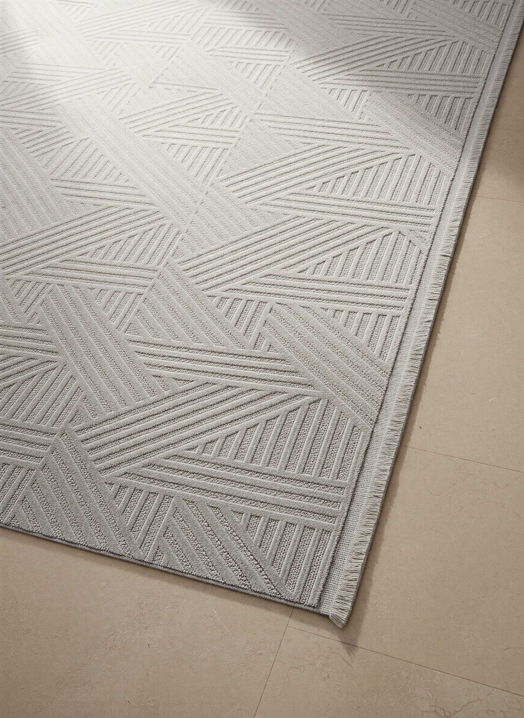 MYRA 476 Gri  Geometrik Desenli Modern Salon Mutfak Koridor Balkon Halısı