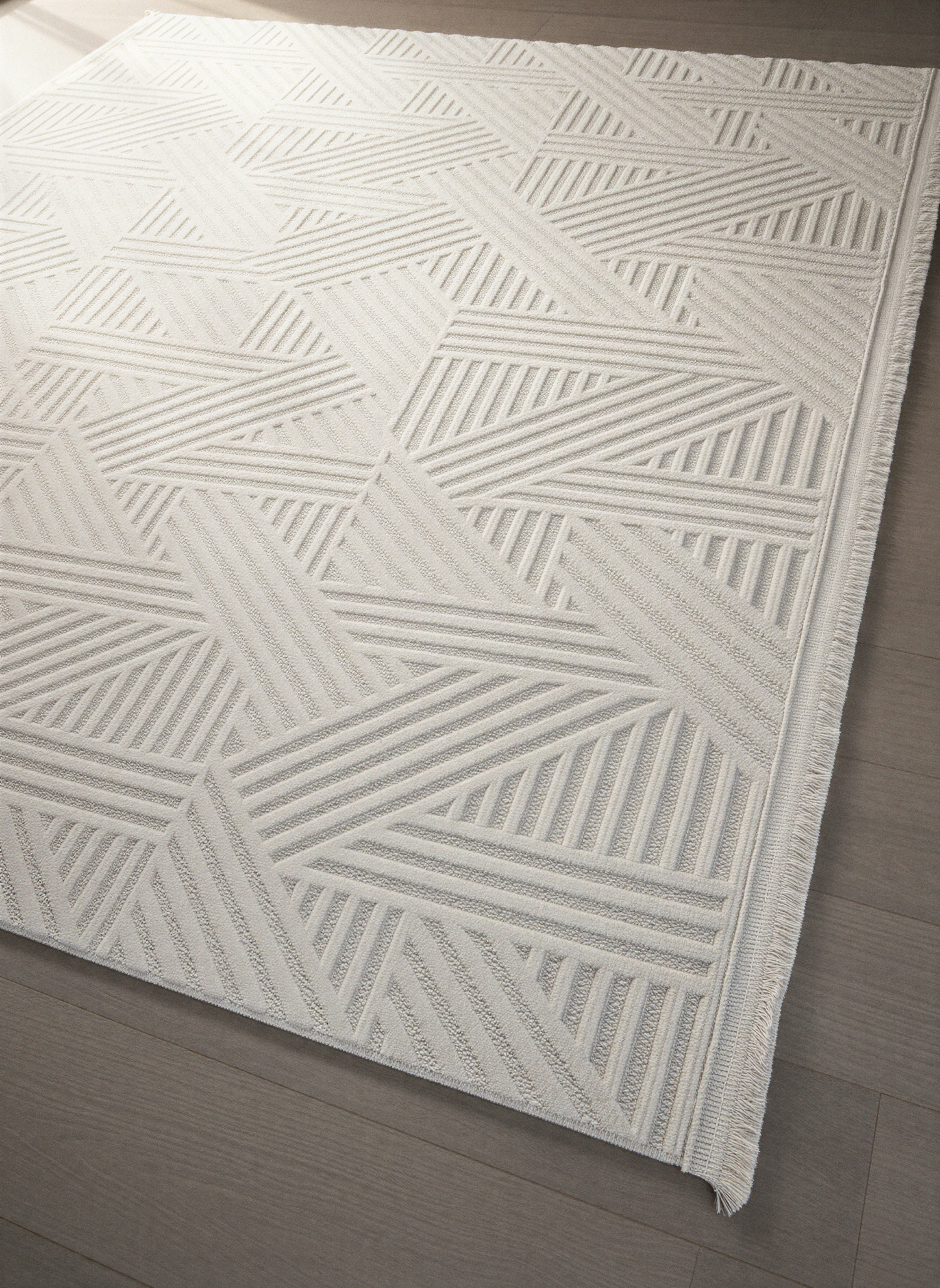 MYRA 476 Krem Geometrik Desenli Modern Salon Mutfak Koridor Balkon Halısı