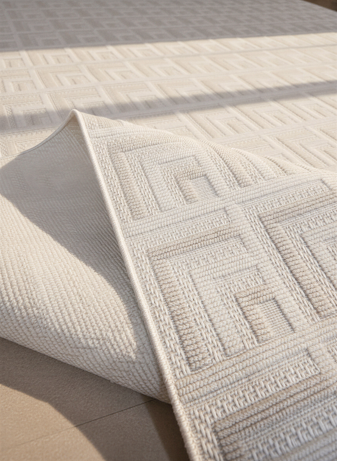 MYRA PERA 1503 Bej Geometrik Desenli Modern Salon Mutfak Koridor Balkon Halısı