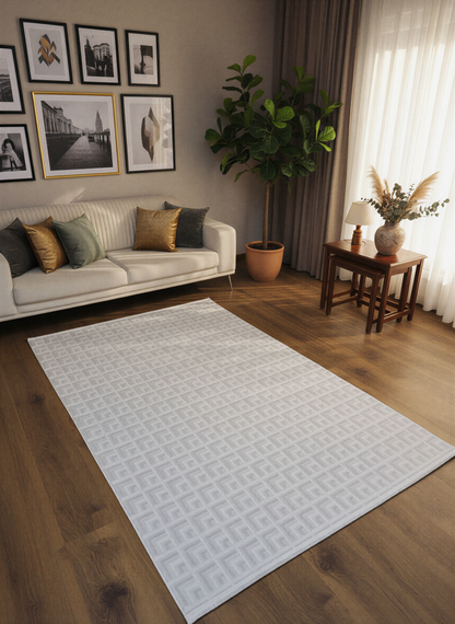 MYRA PERA 1503 Bej Geometrik Desenli Modern Salon Mutfak Koridor Balkon Halısı