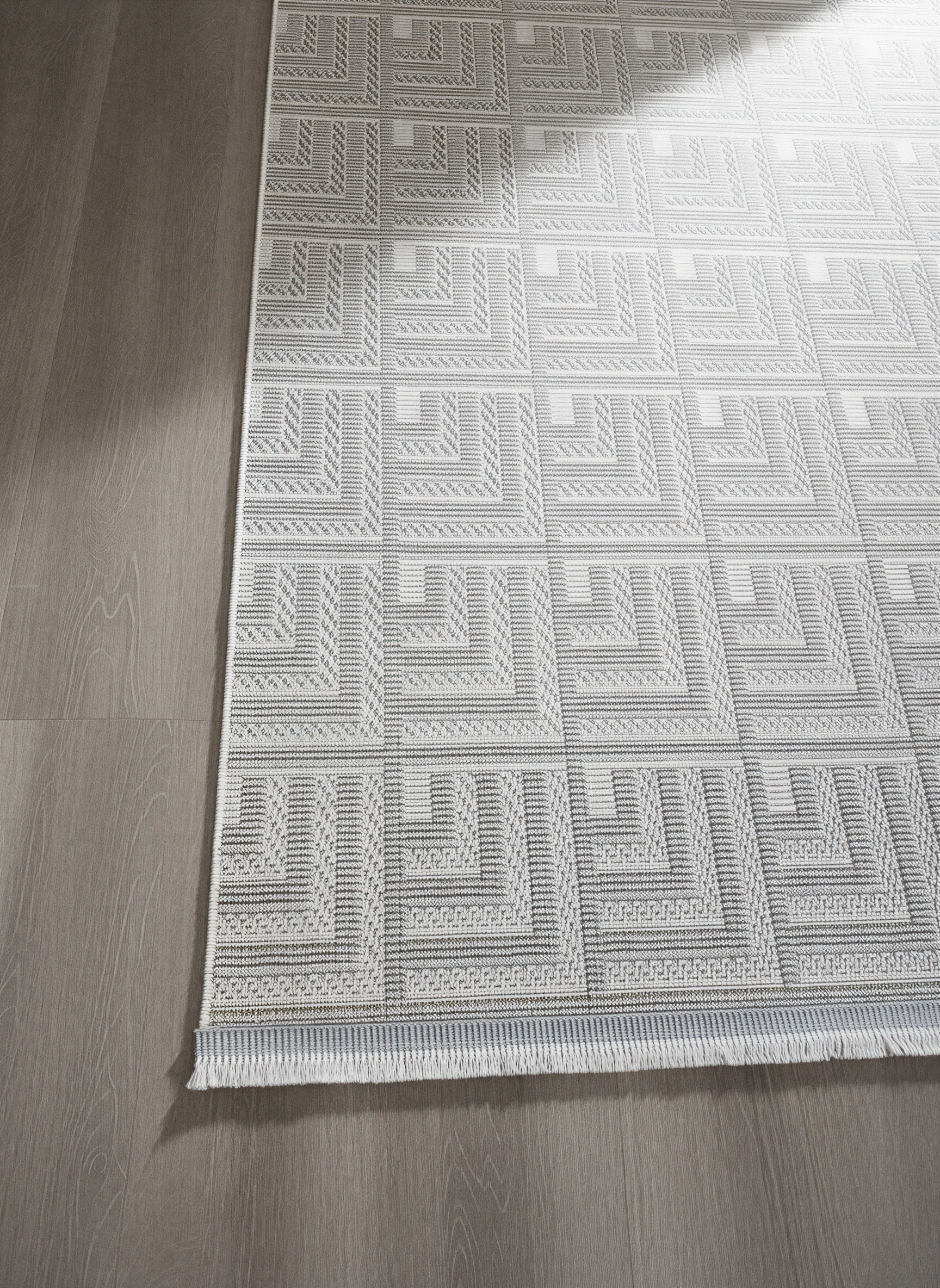 MYRA PERA 1503 Gri Geometrik Desenli Modern Salon Mutfak Koridor Balkon Halısı