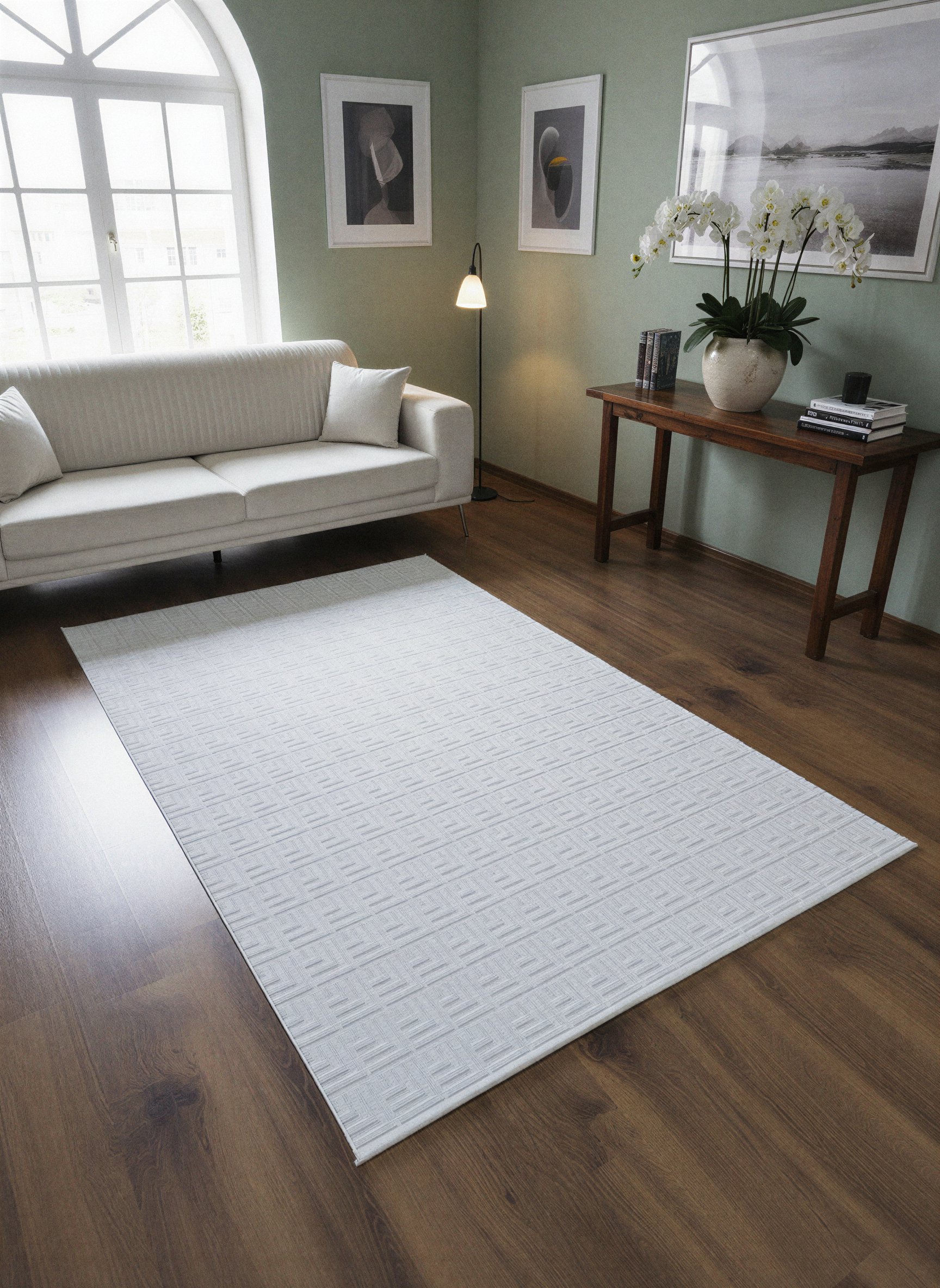 MYRA PERA 1503 Krem Geometrik Desenli Modern Salon Mutfak Koridor Balkon Halısı