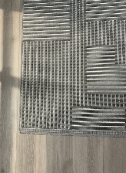 MYRA PERA 452 Antrasit Geometrik Desenli Modern Salon Mutfak Koridor Balkon Halısı