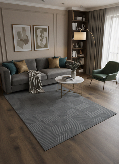 MYRA PERA 452 Antrasit Geometrik Desenli Modern Salon Mutfak Koridor Balkon Halısı