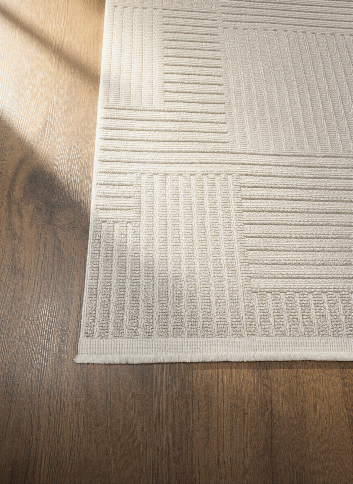 MYRA PERA 452 Krem Geometrik Desenli Modern Salon Mutfak Koridor Balkon Halısı