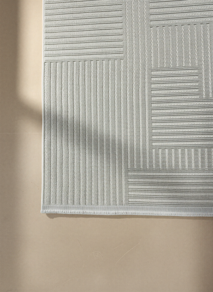 MYRA PERA 452 Gri Geometrik Desenli Modern Salon Mutfak Koridor Balkon Halısı