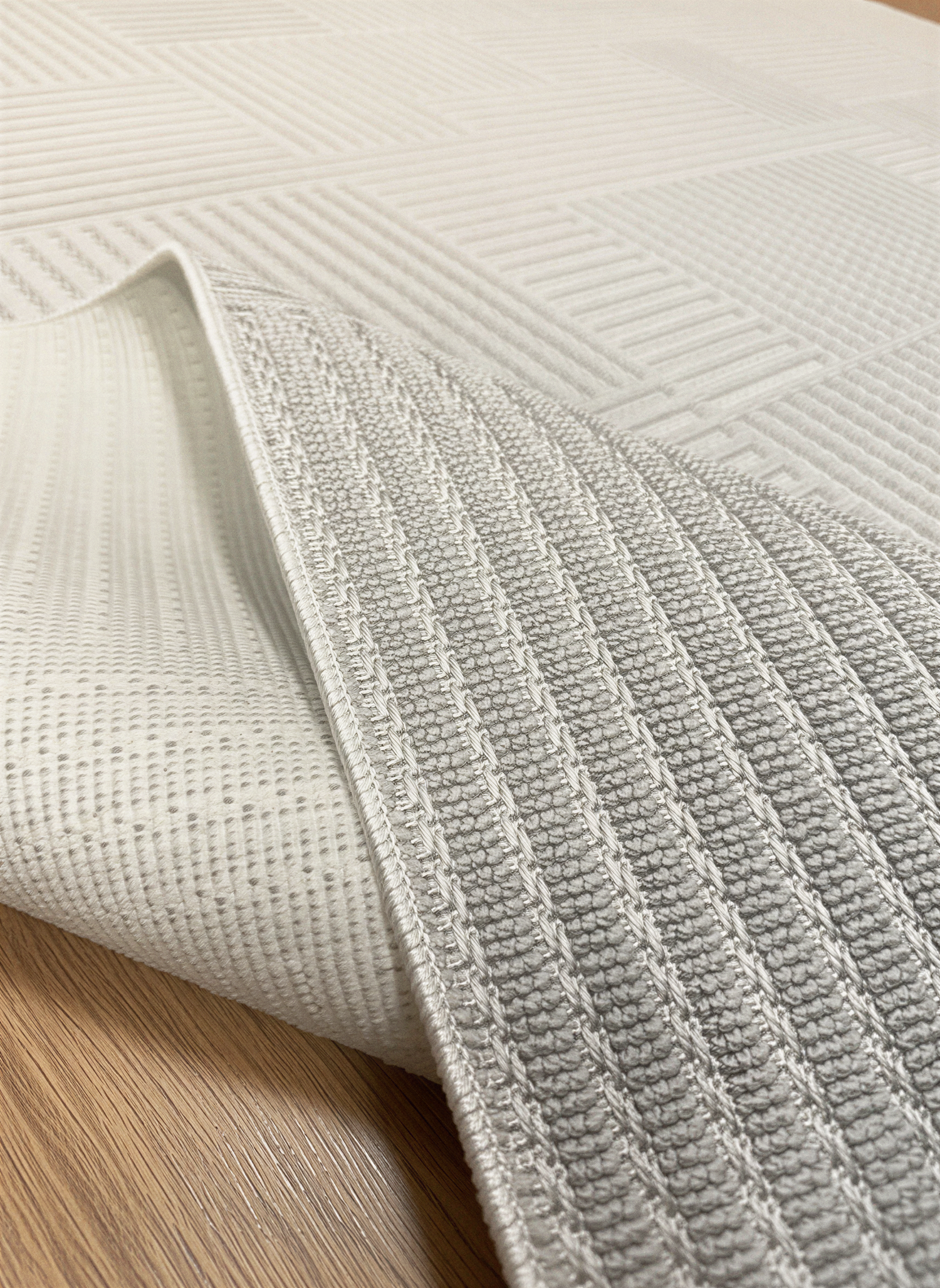 MYRA PERA 452 Gri Geometrik Desenli Modern Salon Mutfak Koridor Balkon Halısı