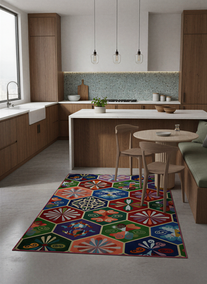 Arte HD039 Geometrik Figürlü Modern Renkli Dekoratif Dokuma Halı