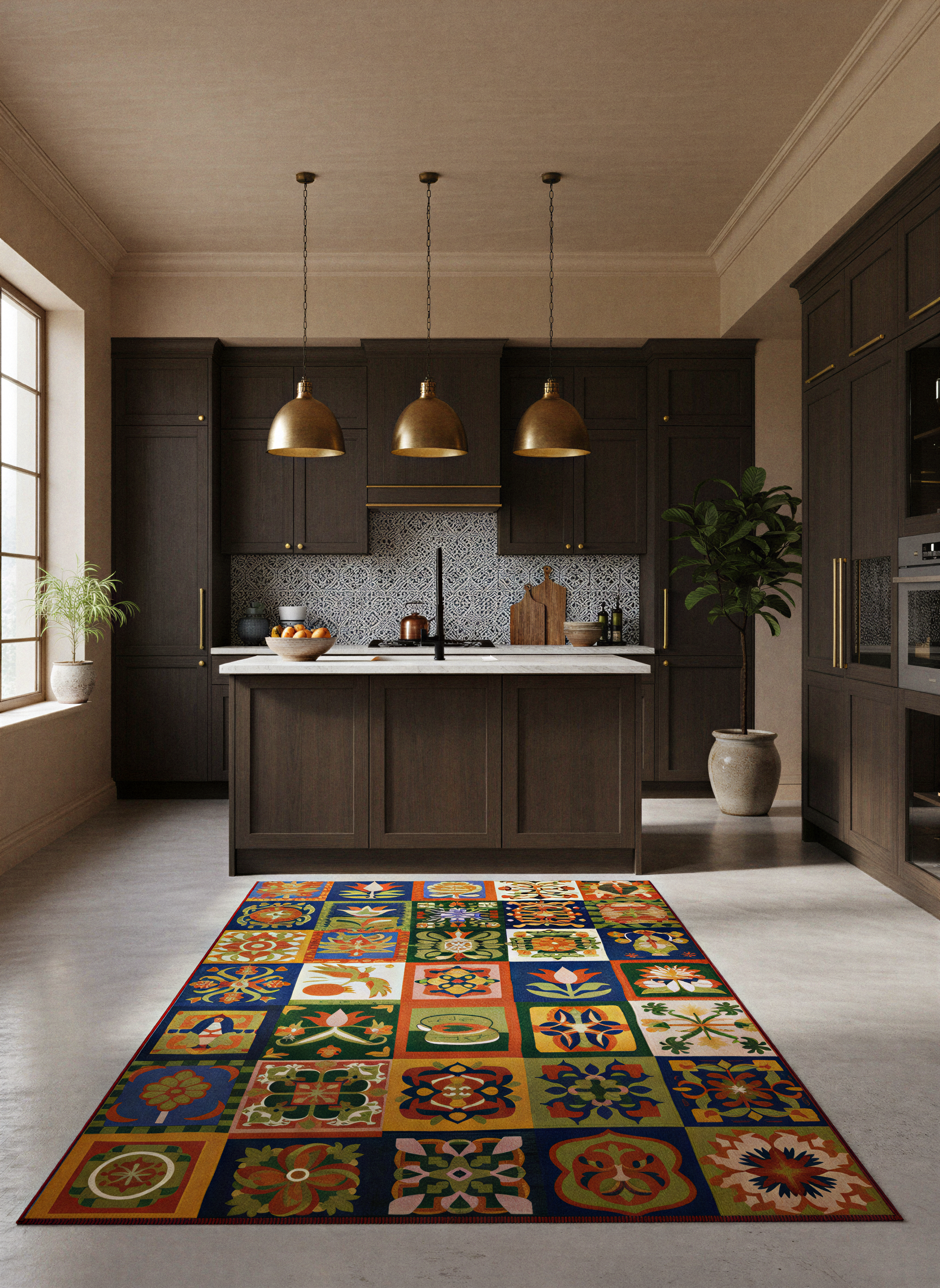 Arte HD038 Çiçek ve Hayvan Figürlü Modern Renkli Dekoratif Dokuma Halı