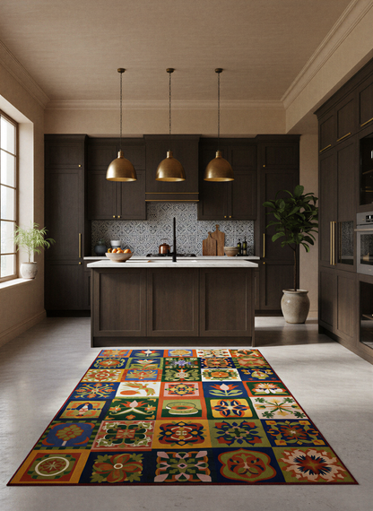 Arte HD038 Çiçek ve Hayvan Figürlü Modern Renkli Dekoratif Dokuma Halı