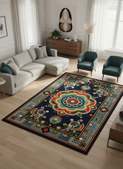 Arte HD036 Klasik Geometrik Desenli Renkli Dekoratif Dokuma Halı