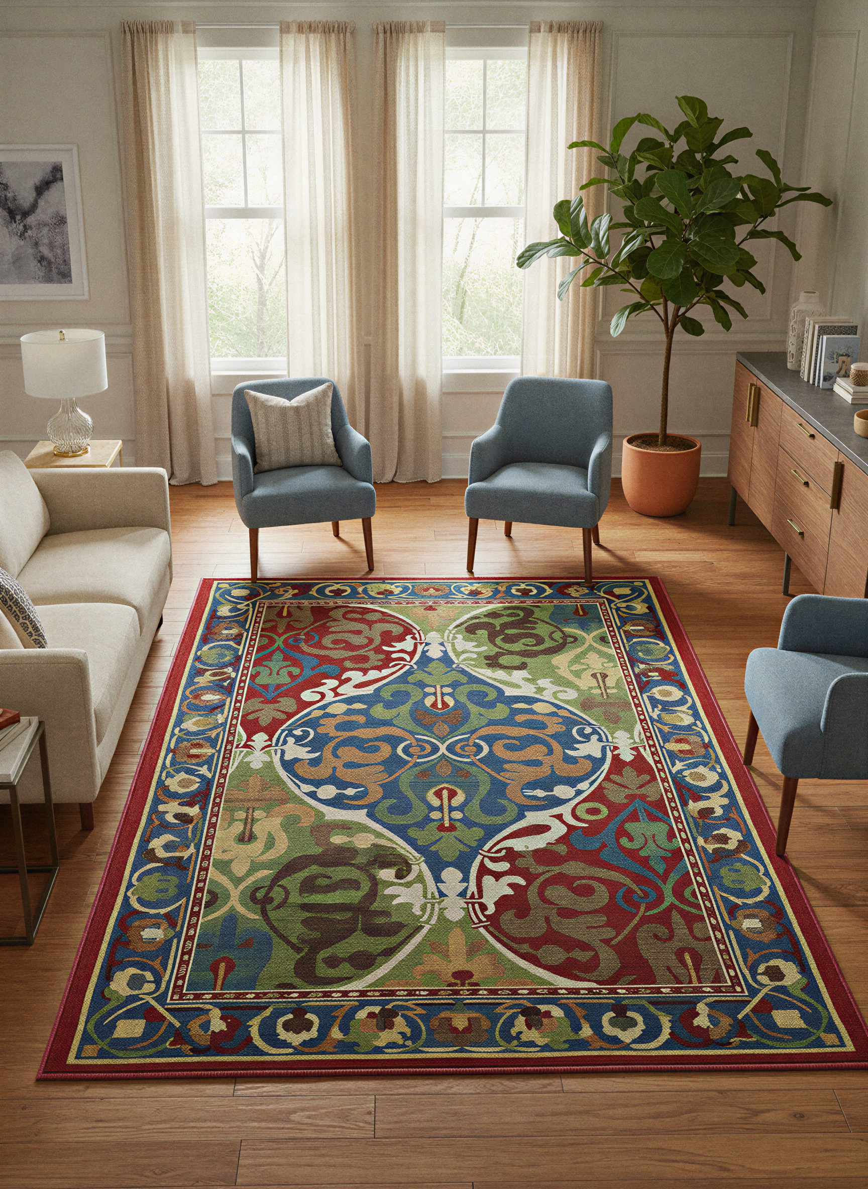 Arte HD035 Klasik Desenli Renkli Dekoratif Dokuma Halı