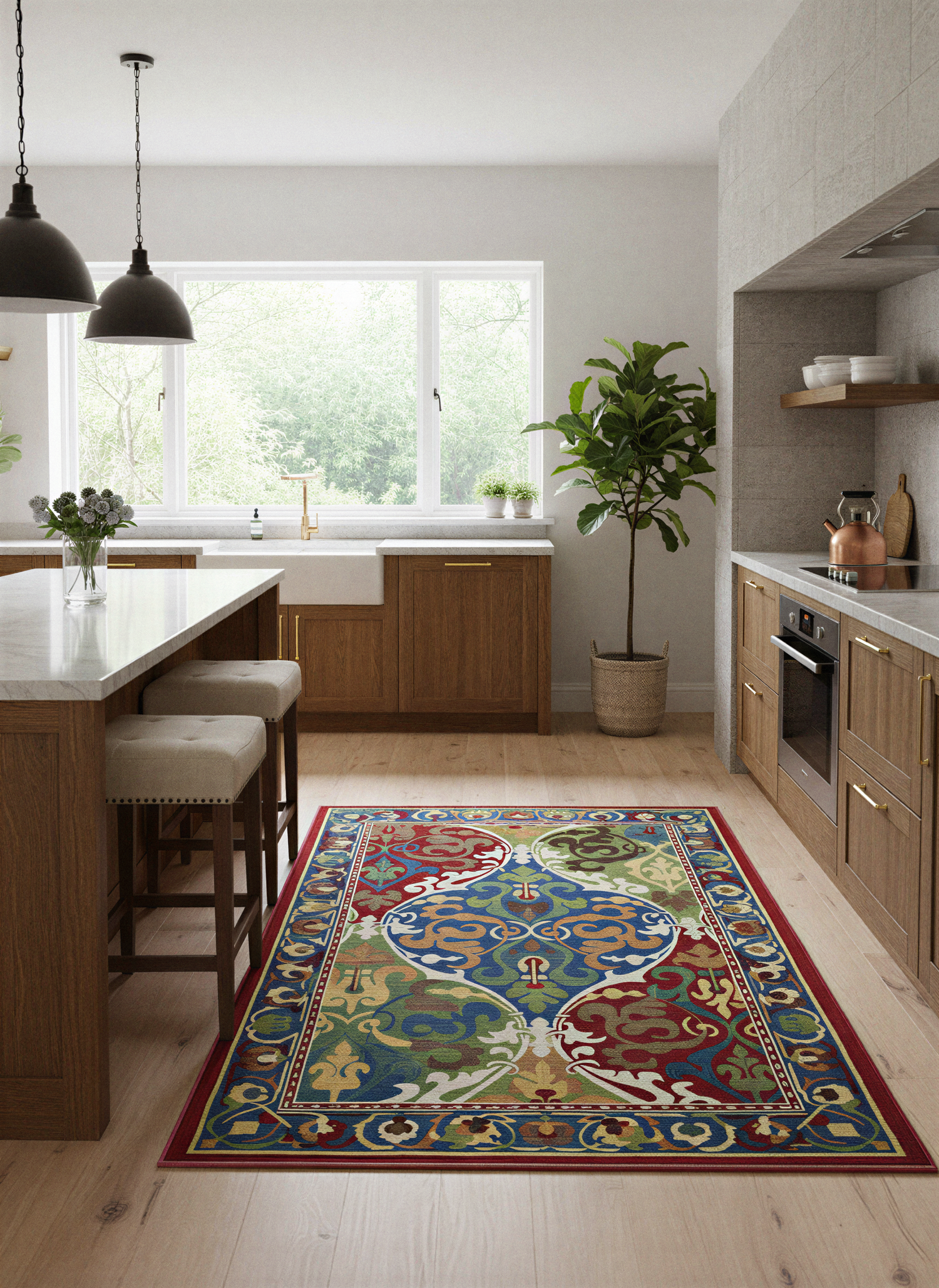 Arte HD035 Klasik Desenli Renkli Dekoratif Dokuma Halı