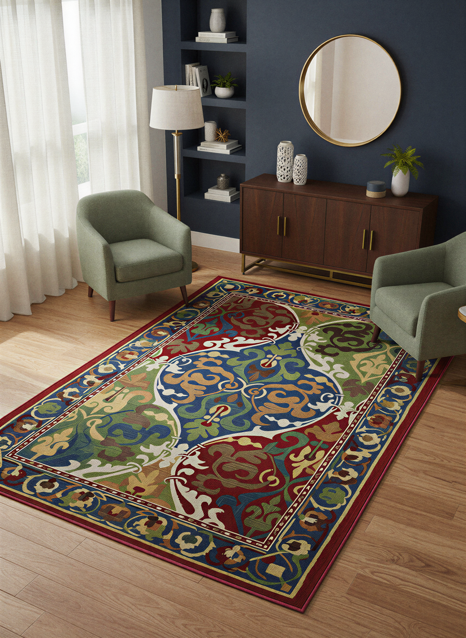 Arte HD035 Klasik Desenli Renkli Dekoratif Dokuma Halı