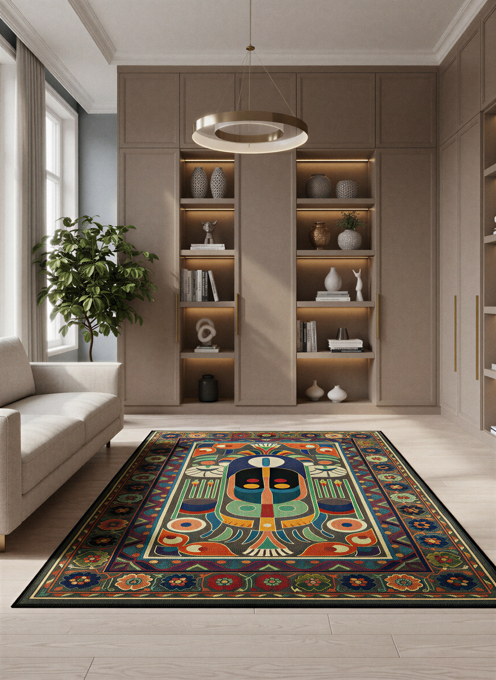 Arte HD034 Soyut ve Klasik Desenli Dekoratif Dokuma Halı