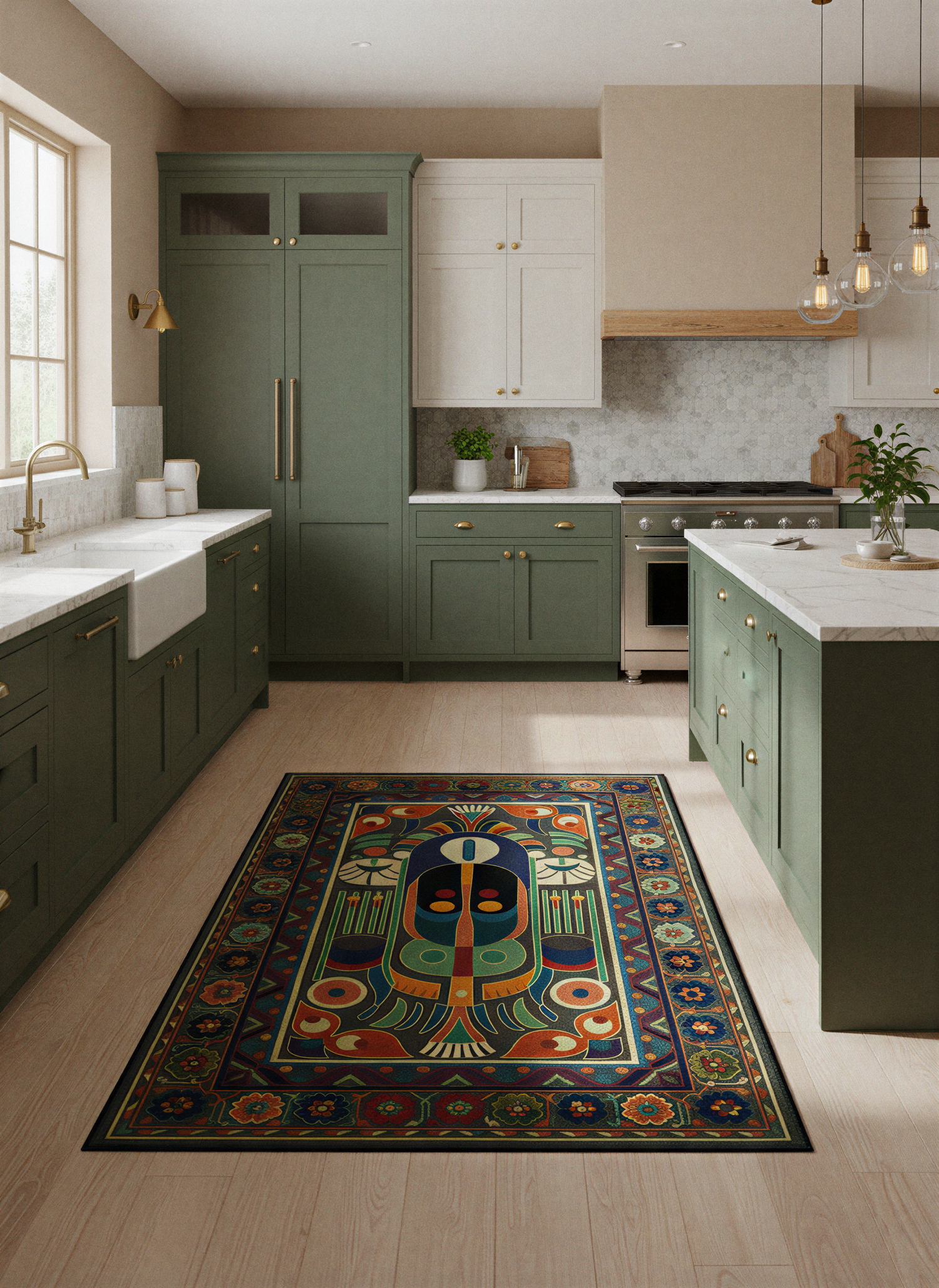 Arte HD034 Soyut ve Klasik Desenli Dekoratif Dokuma Halı