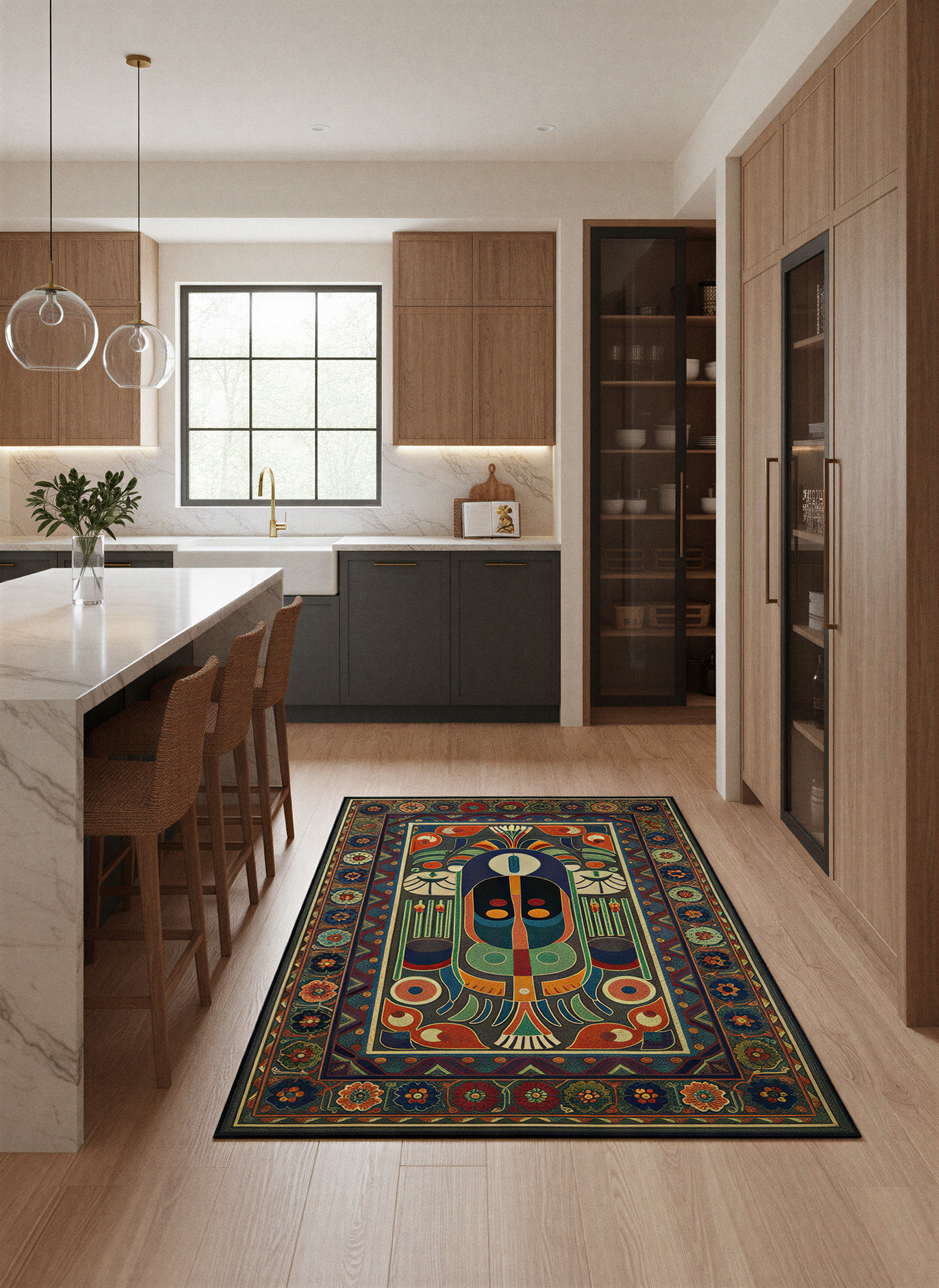 Arte HD034 Soyut ve Klasik Desenli Dekoratif Dokuma Halı