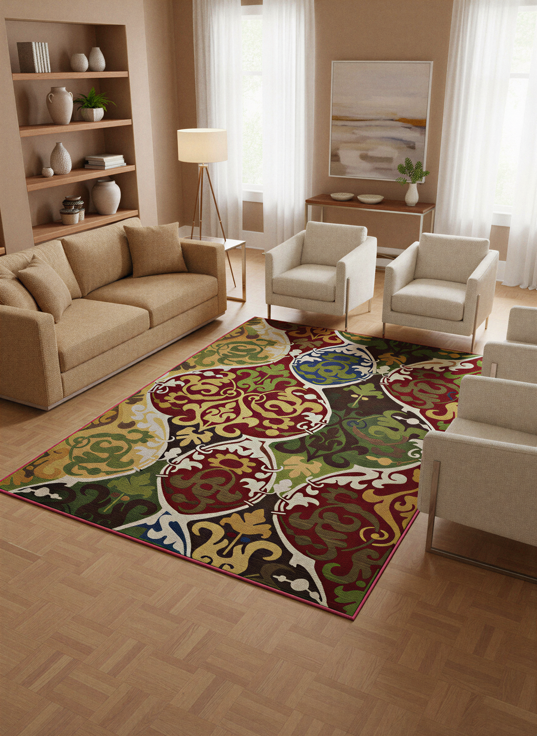 Arte HD032 Klasik Desenli Renkli Dekoratif Dokuma Halı